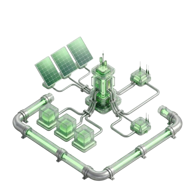 Modern energy grid visualization with solar and battery storage