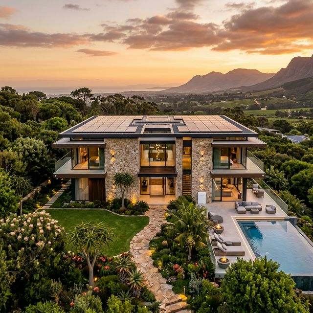 Luxury South African residence with rooftop solar panels