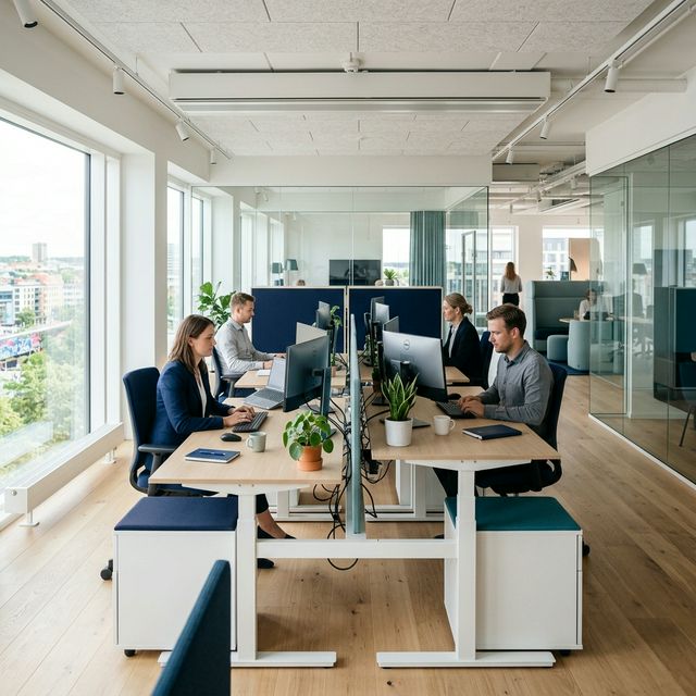 Modern corporate office with networking hardware