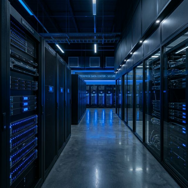 Premium 3D render of interconnected data infrastructure