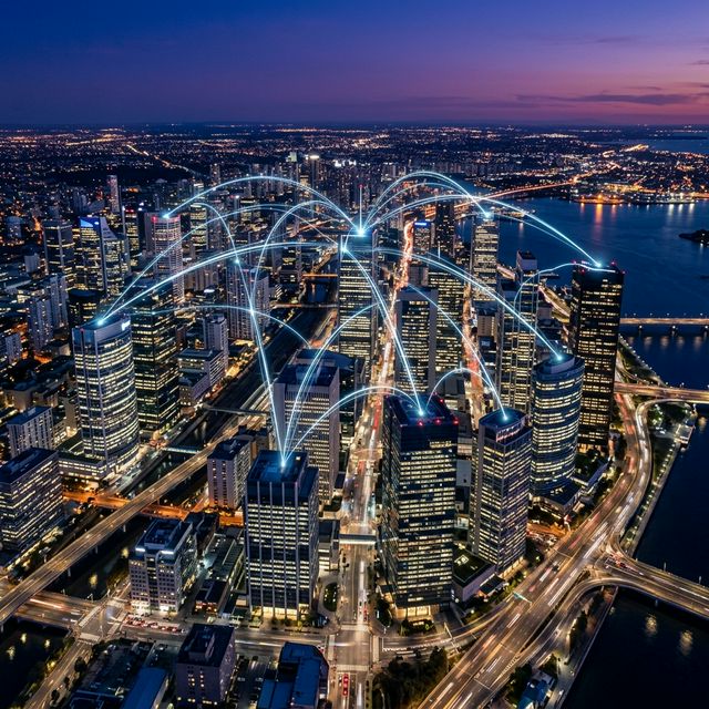 Network map connecting offices across locations