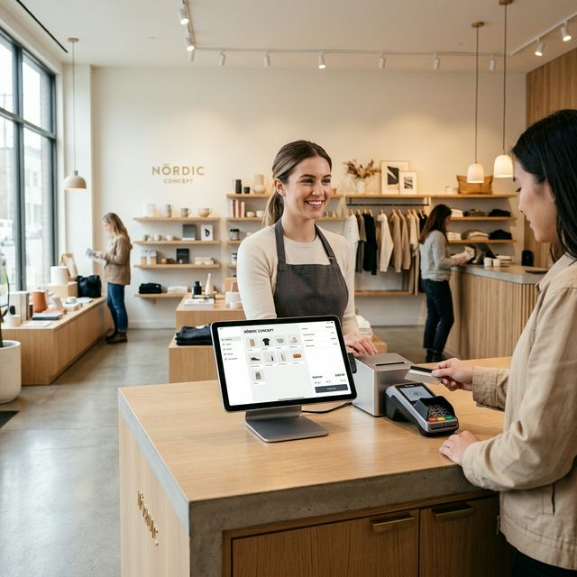 Retail store with modern POS systems