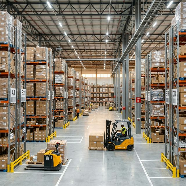 Logistics warehouse with automated systems